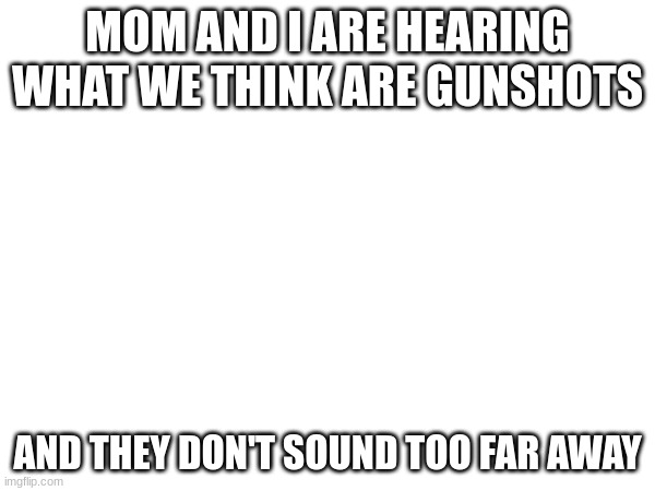 MOM AND I ARE HEARING WHAT WE THINK ARE GUNSHOTS; AND THEY DON'T SOUND TOO FAR AWAY | made w/ Imgflip meme maker