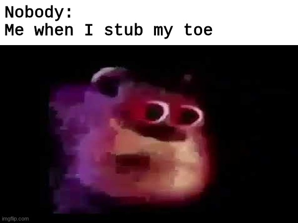 Toe Stubs | Nobody:
Me when I stub my toe | image tagged in monsters inc | made w/ Imgflip meme maker