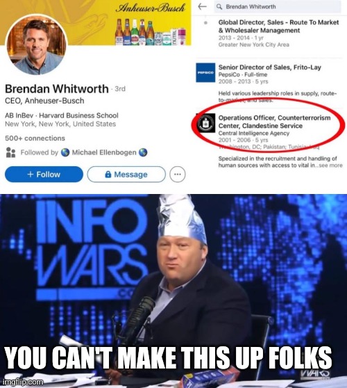 YOU CAN'T MAKE THIS UP FOLKS | image tagged in alex jones tinfoil hat,funny memes | made w/ Imgflip meme maker