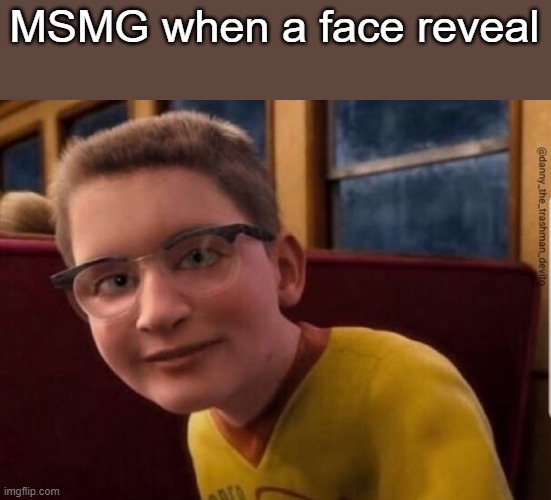 Annoying Polar Express Kid | MSMG when a face reveal | image tagged in annoying polar express kid | made w/ Imgflip meme maker