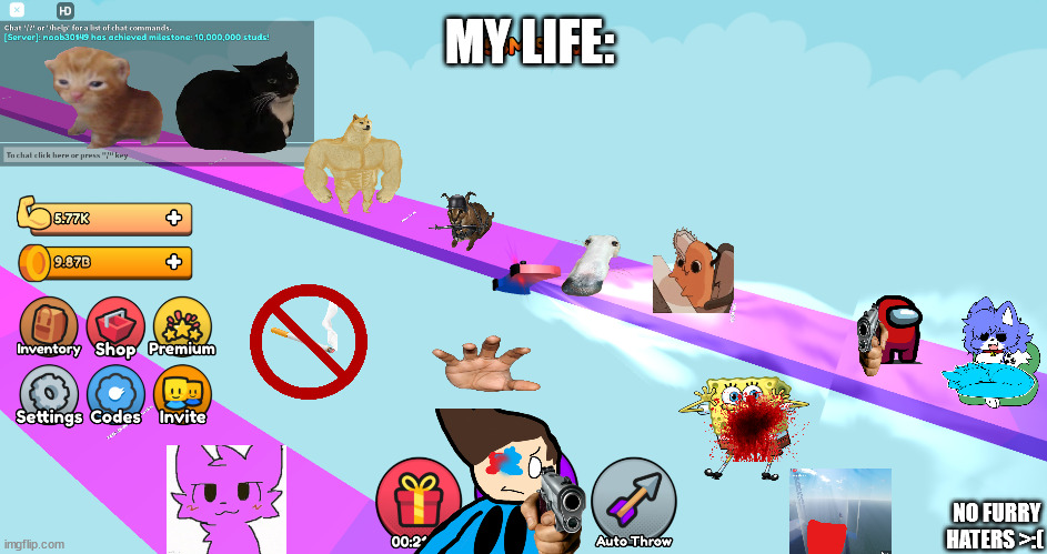MY LIFE:; NO FURRY HATERS >:( | made w/ Imgflip meme maker