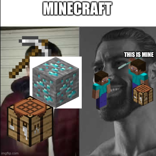 Minecraft | MINECRAFT; THIS IS MINE | image tagged in giga chad template | made w/ Imgflip meme maker