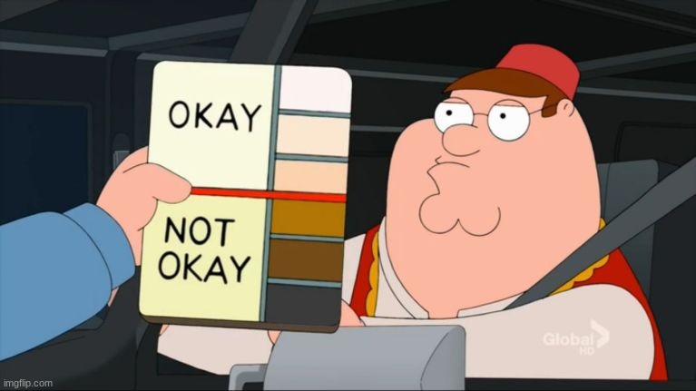 peter griffin color chart | image tagged in peter griffin color chart | made w/ Imgflip meme maker
