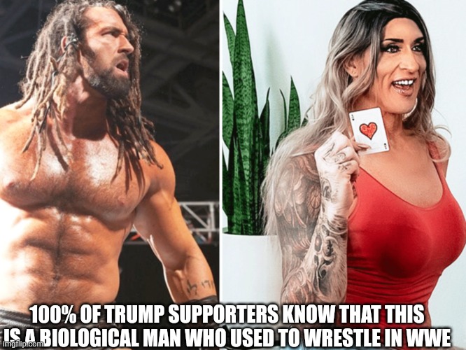 100% OF TRUMP SUPPORTERS KNOW THAT THIS IS A BIOLOGICAL MAN WHO USED TO WRESTLE IN WWE | made w/ Imgflip meme maker