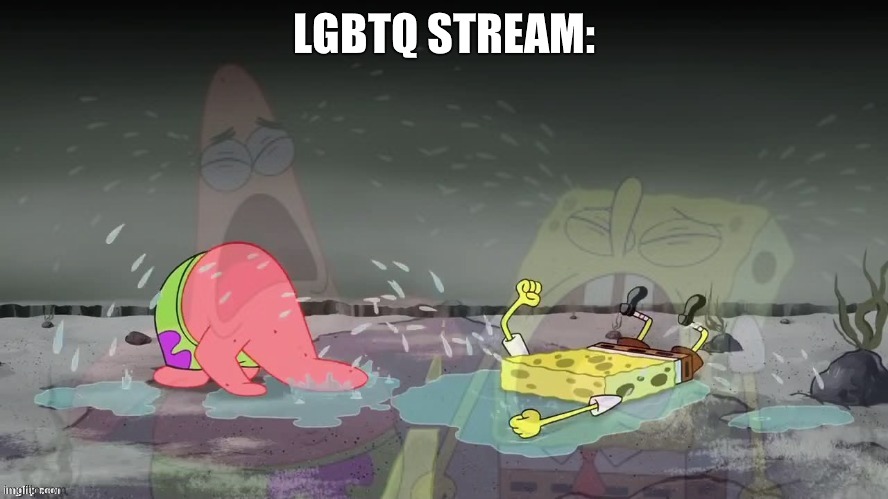 Spongebob and Patrick crying | LGBTQ STREAM: | image tagged in spongebob and patrick crying | made w/ Imgflip meme maker
