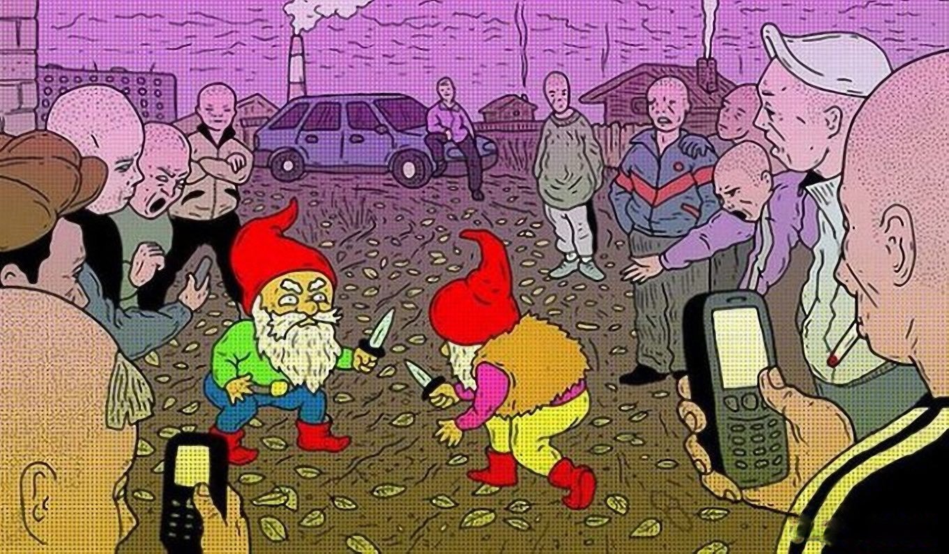 High Quality fighting gnomes Blank Meme Template