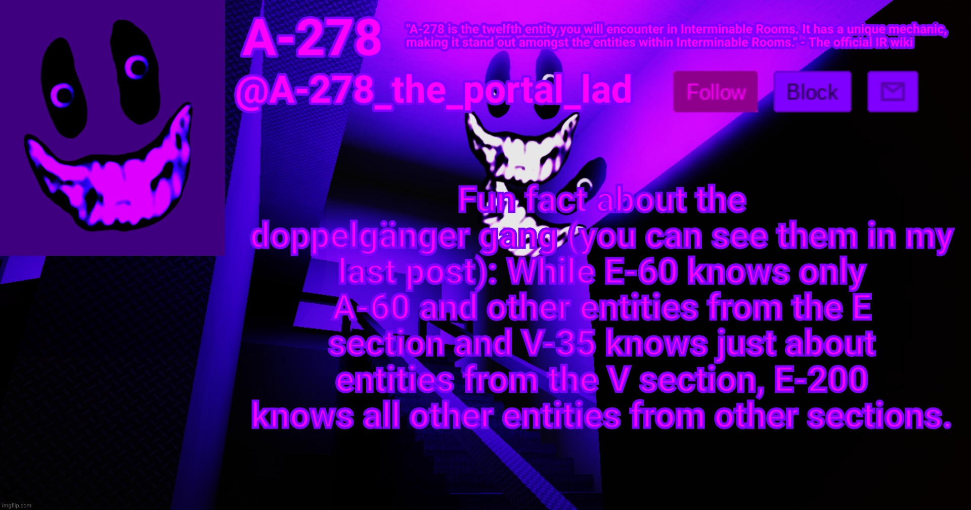 E-60 (The Doppelganger), Roblox Interminable Rooms Wiki