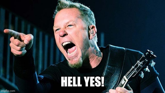 Metallica James Hetfield | HELL YES! | image tagged in metallica james hetfield | made w/ Imgflip meme maker