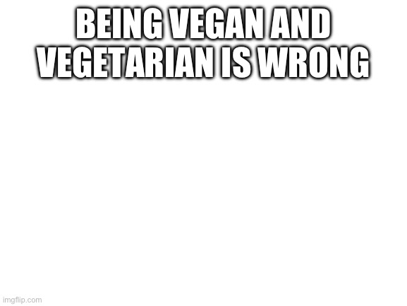 ??? | BEING VEGAN AND VEGETARIAN IS WRONG | image tagged in blank white template | made w/ Imgflip meme maker