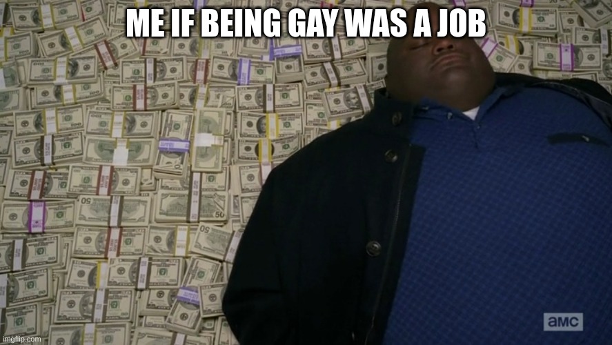 guy sleeping on pile of money | ME IF BEING GAY WAS A JOB | image tagged in guy sleeping on pile of money | made w/ Imgflip meme maker