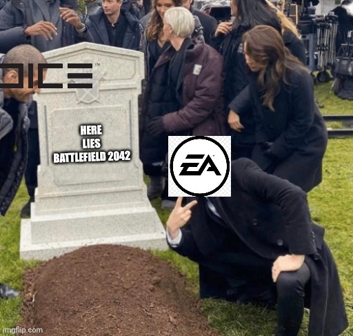 RIP Battlefield | HERE LIES BATTLEFIELD 2042 | image tagged in grant gustin over grave | made w/ Imgflip meme maker