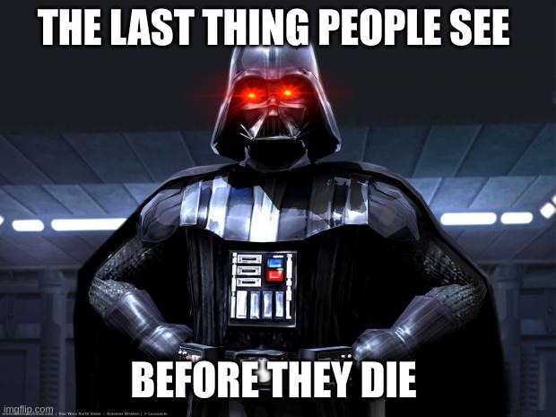 Darth Vader | THE LAST THING PEOPLE SEE; BEFORE THEY DIE | image tagged in darth vader | made w/ Imgflip meme maker
