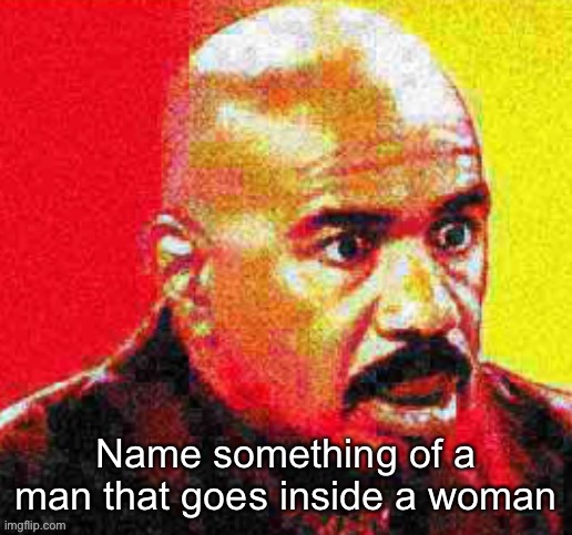 Steve Harvey Shocked | Name something of a man that goes inside a woman | image tagged in steve harvey shocked | made w/ Imgflip meme maker