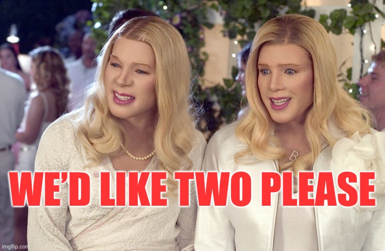 White chicks | WE’D LIKE TWO PLEASE | image tagged in white chicks | made w/ Imgflip meme maker