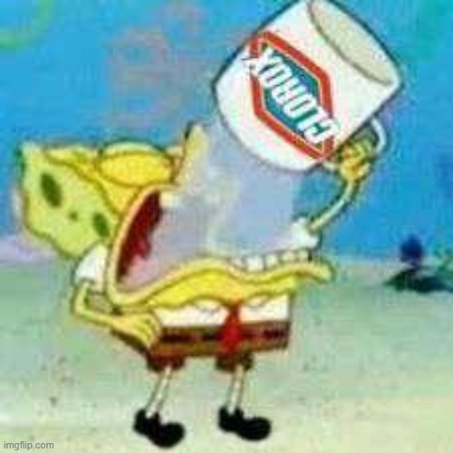 Spongebob drinking the clorox Blank Meme Template