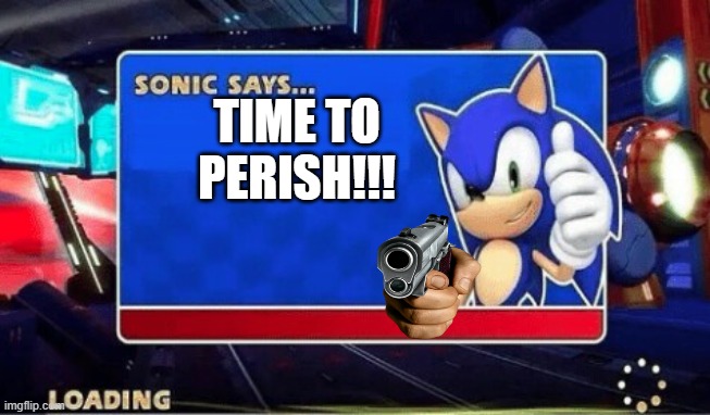 PERISH!!! | TIME TO PERISH!!! | image tagged in sonic says | made w/ Imgflip meme maker