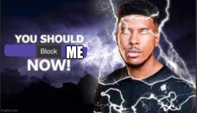 You should block me NOW! | ME | image tagged in you should block me now | made w/ Imgflip meme maker