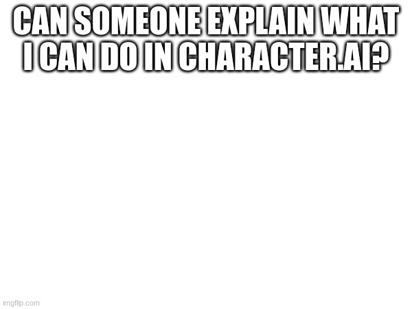 CAN SOMEONE EXPLAIN WHAT I CAN DO IN CHARACTER.AI? | made w/ Imgflip meme maker