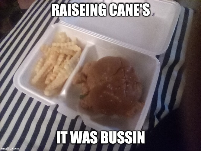 RAISEING CANE'S; IT WAS BUSSIN | made w/ Imgflip meme maker