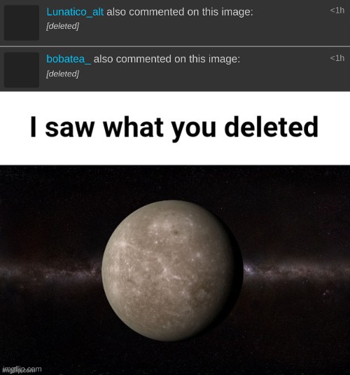 The image was deleted ofc | image tagged in mercury i saw what you deleted | made w/ Imgflip meme maker