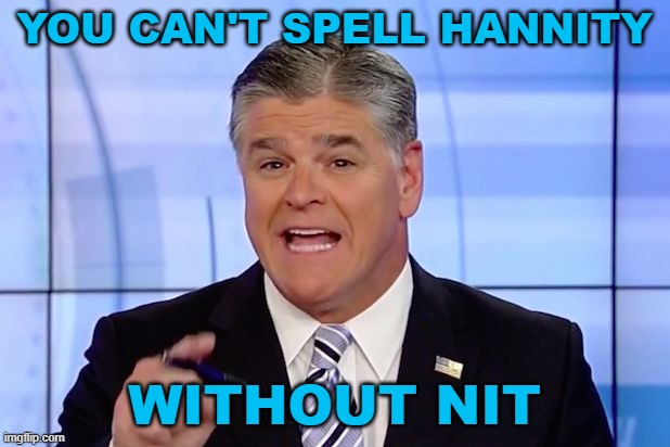 You Can't Spell Hannity without NIT | YOU CAN'T SPELL HANNITY; WITHOUT NIT | image tagged in hannity crazy funny news | made w/ Imgflip meme maker