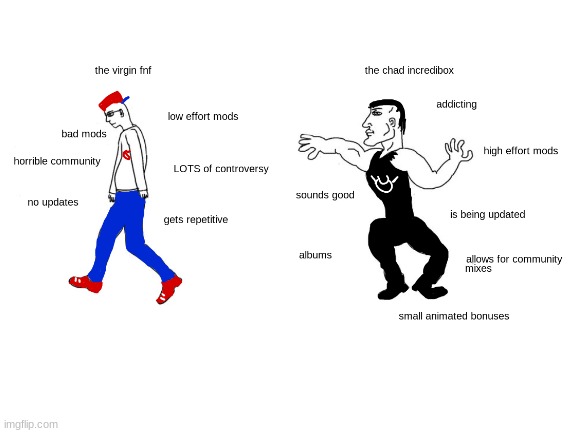 i spent way too much effort on this | image tagged in memes,funny,fnf,incredibox,music,virgin vs chad | made w/ Imgflip meme maker