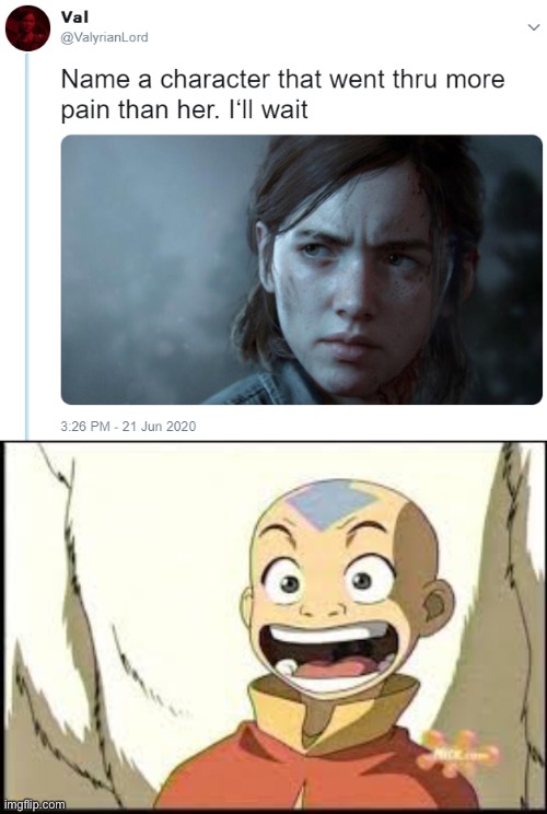 just the thought of how much mental torture he must have gone through is... scary | image tagged in name one character who went through more pain than her,aang | made w/ Imgflip meme maker