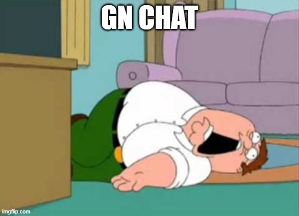 gn chat | GN CHAT | image tagged in dead peter griffin | made w/ Imgflip meme maker