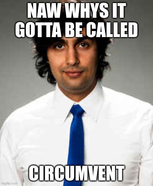 zubin circumvent | NAW WHYS IT GOTTA BE CALLED; CIRCUMVENT | image tagged in zubin sedghi tally hall,tallyhall,zubin sedghi,tally hall,the bidding | made w/ Imgflip meme maker