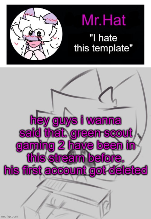 totally not an april fools temp | hey guys i wanna said that. green scout gaming 2 have been in this stream before. his first account got deleted | image tagged in totally not an april fools temp | made w/ Imgflip meme maker