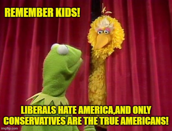 REMEMBER KIDS! LIBERALS HATE AMERICA,AND ONLY CONSERVATIVES ARE THE TRUE AMERICANS! | made w/ Imgflip meme maker