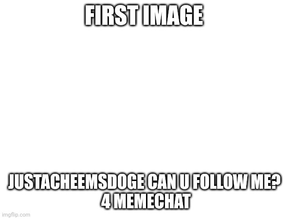 Pls | FIRST IMAGE; JUSTACHEEMSDOGE CAN U FOLLOW ME? 
4 MEMECHAT | image tagged in pls | made w/ Imgflip meme maker