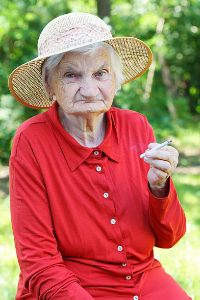 Elderly senior old woman cigarette TOP JPP Blank Meme Template
