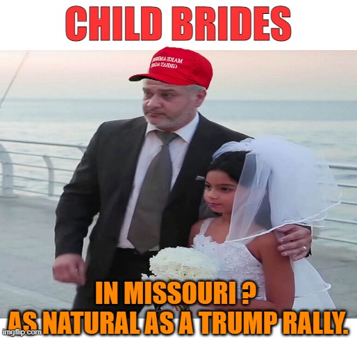 CHILD BRIDES IN MISSOURI ? 
AS NATURAL AS A TRUMP RALLY. | made w/ Imgflip meme maker