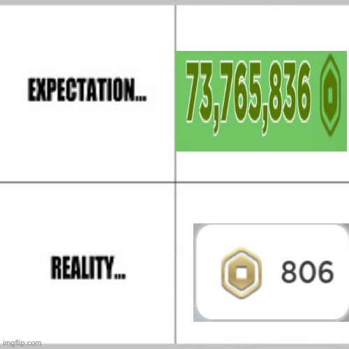 This is what players always want | image tagged in expectation vs reality,memes,robux | made w/ Imgflip meme maker