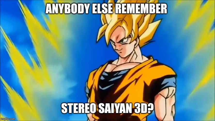 Good song | ANYBODY ELSE REMEMBER; STEREO SAIYAN 3D? | image tagged in no idea what to put for this | made w/ Imgflip meme maker