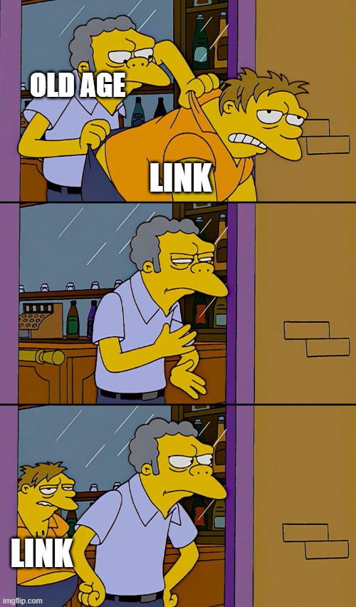 Kicking out Simpsons | OLD AGE LINK LINK | image tagged in kicking out simpsons | made w/ Imgflip meme maker
