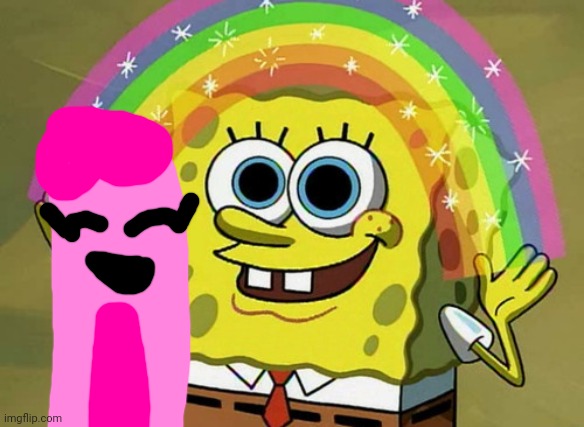 Color Crew Pink & Spongebob SquarePants rainbow | image tagged in memes,imagination spongebob,pink,color crew,spongebob | made w/ Imgflip meme maker