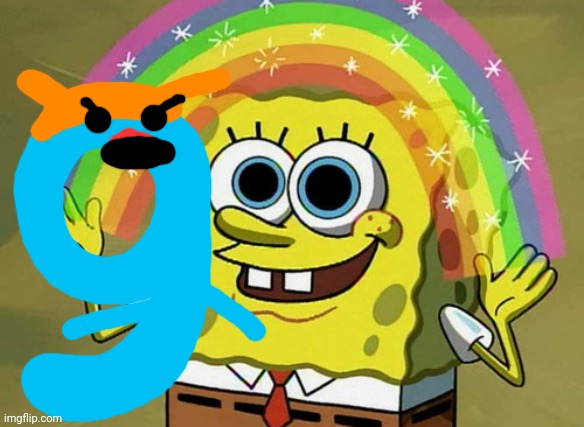 Charlie and the Numbers Number 9 & Spongebob SquarePants rainbow | image tagged in memes,imagination spongebob,9,charlie and the numbers | made w/ Imgflip meme maker