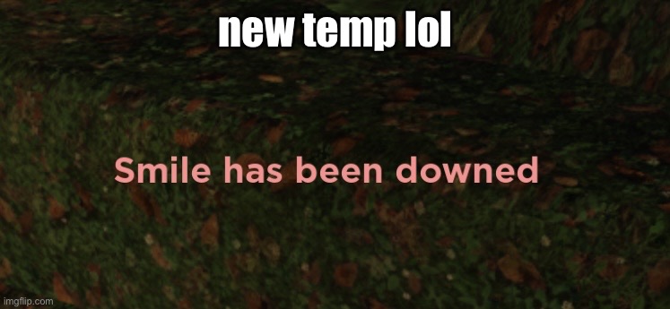 Smile has been downed | new temp lol | image tagged in smile has been downed | made w/ Imgflip meme maker