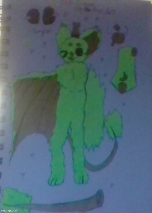 Im so sorry that its blurry- I had to take a picture from my laptop! His name is Banana the Fruit Bat (Yes, cannibalism ) | image tagged in drawing | made w/ Imgflip meme maker