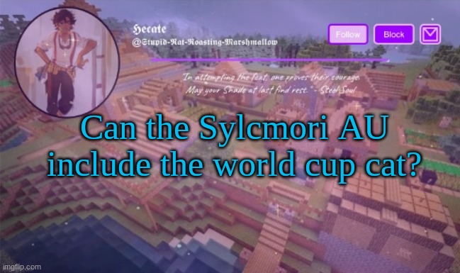 Del announcement temp (Thx Hecate) | Can the Sylcmori AU include the world cup cat? | image tagged in del announcement temp thx hecate | made w/ Imgflip meme maker