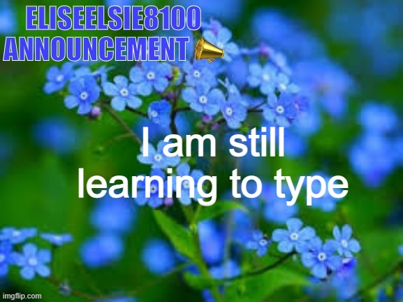 EliseElsie8100 Announcement | I am still learning to type | image tagged in eliseelsie8100 announcement | made w/ Imgflip meme maker