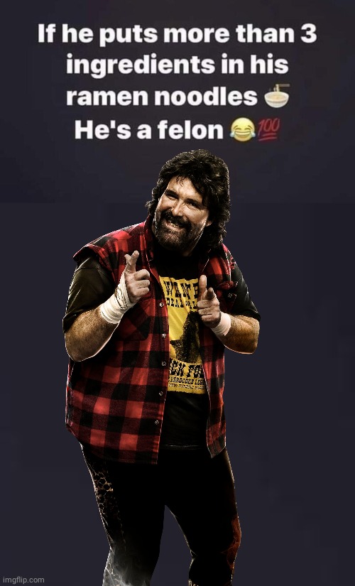 Cactus Jack he's a felon | image tagged in pro wrestling | made w/ Imgflip meme maker