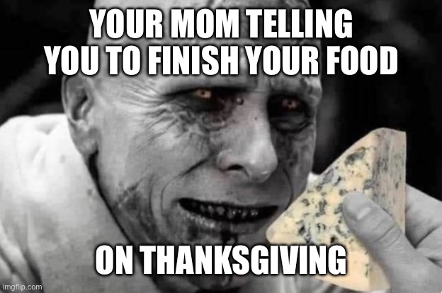 THANKSGIVING | YOUR MOM TELLING YOU TO FINISH YOUR FOOD; ON THANKSGIVING | image tagged in food | made w/ Imgflip meme maker