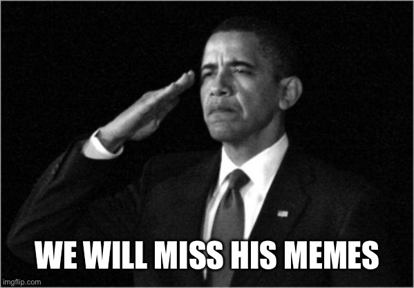 obama-salute | WE WILL MISS HIS MEMES | image tagged in obama-salute | made w/ Imgflip meme maker