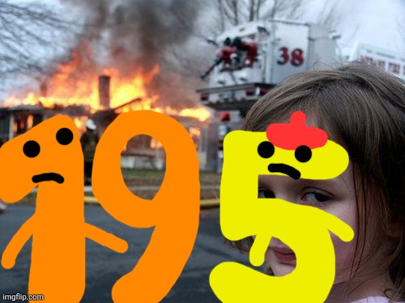 Charlie and the Numbers Number 19 & Number 5 | image tagged in memes,disaster girl,19,5,charlie and the numbers | made w/ Imgflip meme maker