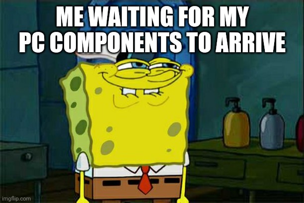 Every gamer | ME WAITING FOR MY PC COMPONENTS TO ARRIVE | image tagged in memes,don't you squidward | made w/ Imgflip meme maker