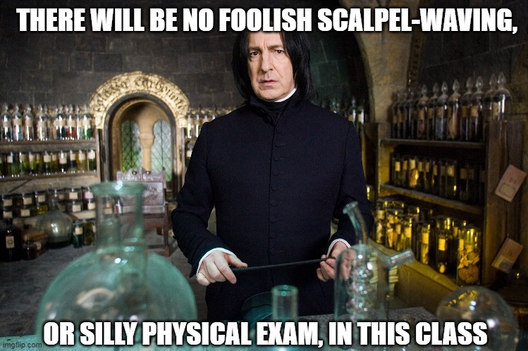 How every pharmacology lesson should start | THERE WILL BE NO FOOLISH SCALPEL-WAVING, OR SILLY PHYSICAL EXAM, IN THIS CLASS | image tagged in pharmacy,hospital,medical school,student,big pharma | made w/ Imgflip meme maker