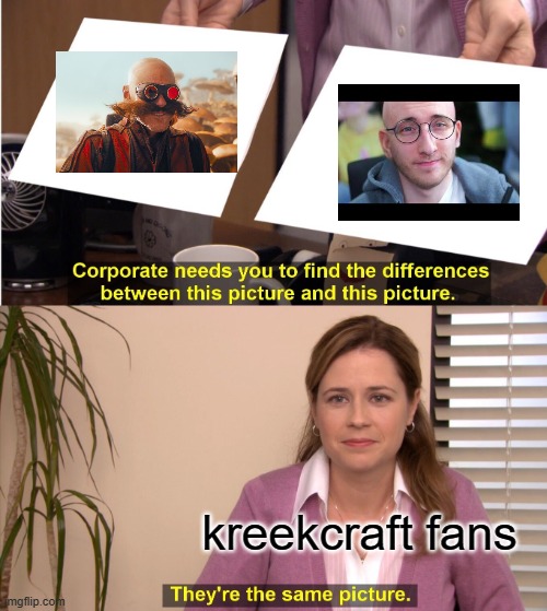 kreekcraft and dr egg man | kreekcraft fans | image tagged in memes,they're the same picture,bald,fans | made w/ Imgflip meme maker